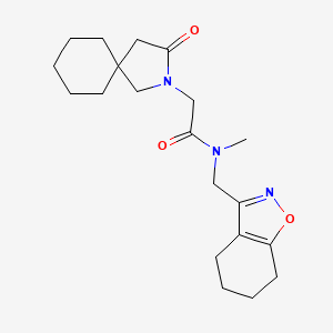 molecular formula C20H29N3O3 B5532097 N-methyl-2-(3-oxo-2-azaspiro[4.5]dec-2-yl)-N-(4,5,6,7-tetrahydro-1,2-benzisoxazol-3-ylmethyl)acetamide 
