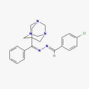 molecular formula C21H22ClN5 B5532114 4-chlorobenzaldehyde [phenyl(1,3,5-triazatricyclo[3.3.1.1~3,7~]dec-7-yl)methylene]hydrazone 