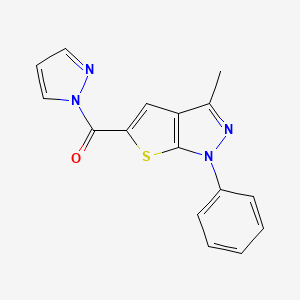 molecular formula C16H12N4OS B5532141 3-methyl-1-phenyl-5-(1H-pyrazol-1-ylcarbonyl)-1H-thieno[2,3-c]pyrazole CAS No. 5248-70-4