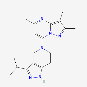 molecular formula C18H24N6 B5532158 3-isopropyl-5-(2,3,5-trimethylpyrazolo[1,5-a]pyrimidin-7-yl)-4,5,6,7-tetrahydro-1H-pyrazolo[4,3-c]pyridine 