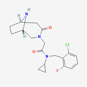 molecular formula C19H23ClFN3O2 B5532219 N-(2-chloro-6-fluorobenzyl)-N-cyclopropyl-2-[rel-(1S,6R)-4-oxo-3,9-diazabicyclo[4.2.1]non-3-yl]acetamide hydrochloride 