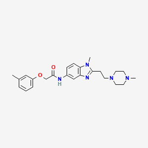 molecular formula C24H31N5O2 B5532231 N-{1-methyl-2-[2-(4-methyl-1-piperazinyl)ethyl]-1H-benzimidazol-5-yl}-2-(3-methylphenoxy)acetamide 