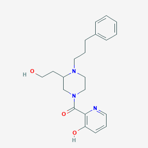 molecular formula C21H27N3O3 B5532234 2-{[3-(2-hydroxyethyl)-4-(3-phenylpropyl)-1-piperazinyl]carbonyl}-3-pyridinol 