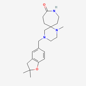molecular formula C21H31N3O2 B5532246 4-[(2,2-dimethyl-2,3-dihydro-1-benzofuran-5-yl)methyl]-1-methyl-1,4,9-triazaspiro[5.6]dodecan-10-one 