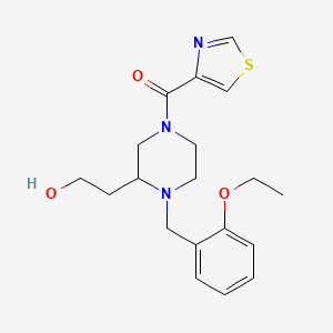 molecular formula C19H25N3O3S B5532278 2-[1-(2-ethoxybenzyl)-4-(1,3-thiazol-4-ylcarbonyl)-2-piperazinyl]ethanol 