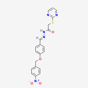 molecular formula C20H17N5O4S B5532290 N'-{4-[(4-nitrobenzyl)oxy]benzylidene}-2-(2-pyrimidinylthio)acetohydrazide 