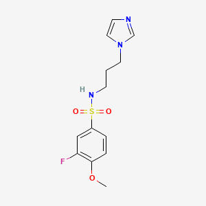 molecular formula C13H16FN3O3S B5532306 3-fluoro-N-[3-(1H-imidazol-1-yl)propyl]-4-methoxybenzenesulfonamide 