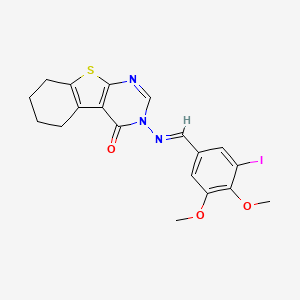 molecular formula C19H18IN3O3S B5532313 3-[(3-iodo-4,5-dimethoxybenzylidene)amino]-5,6,7,8-tetrahydro[1]benzothieno[2,3-d]pyrimidin-4(3H)-one 