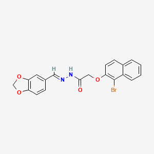 molecular formula C20H15BrN2O4 B5532318 N'-(1,3-benzodioxol-5-ylmethylene)-2-[(1-bromo-2-naphthyl)oxy]acetohydrazide 