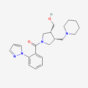 molecular formula C21H28N4O2 B5532378 {(3R*,4R*)-4-(piperidin-1-ylmethyl)-1-[2-(1H-pyrazol-1-yl)benzoyl]pyrrolidin-3-yl}methanol 
