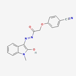 2-(4-cyanophenoxy)-N'-(1-methyl-2-oxo-1,2-dihydro-3H-indol-3-ylidene)acetohydrazide
