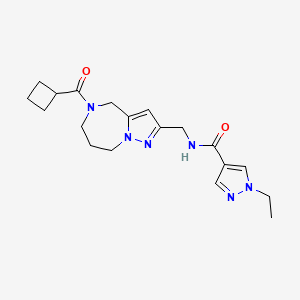 molecular formula C19H26N6O2 B5532450 N-{[5-(cyclobutylcarbonyl)-5,6,7,8-tetrahydro-4H-pyrazolo[1,5-a][1,4]diazepin-2-yl]methyl}-1-ethyl-1H-pyrazole-4-carboxamide 