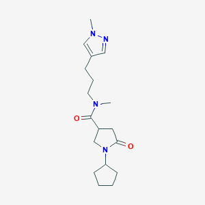 molecular formula C18H28N4O2 B5532477 1-cyclopentyl-N-methyl-N-[3-(1-methyl-1H-pyrazol-4-yl)propyl]-5-oxo-3-pyrrolidinecarboxamide 