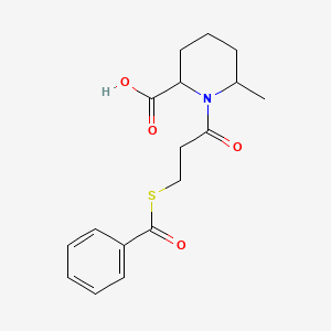 molecular formula C17H21NO4S B5532493 1-[3-(benzoylthio)propanoyl]-6-methyl-2-piperidinecarboxylic acid 