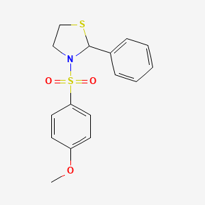 molecular formula C16H17NO3S2 B5532504 3-[(4-methoxyphenyl)sulfonyl]-2-phenyl-1,3-thiazolidine 
