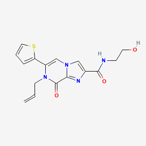molecular formula C16H16N4O3S B5532513 7-allyl-N-(2-hydroxyethyl)-8-oxo-6-(2-thienyl)-7,8-dihydroimidazo[1,2-a]pyrazine-2-carboxamide 