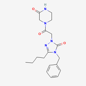molecular formula C19H25N5O3 B5532520 4-[(4-benzyl-3-butyl-5-oxo-4,5-dihydro-1H-1,2,4-triazol-1-yl)acetyl]-2-piperazinone 
