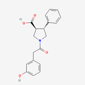 molecular formula C19H19NO4 B5532527 (3S*,4R*)-1-[(3-hydroxyphenyl)acetyl]-4-phenylpyrrolidine-3-carboxylic acid 