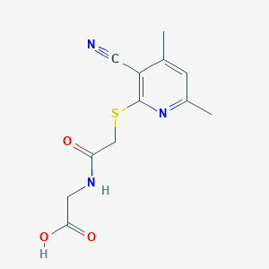 molecular formula C12H13N3O3S B5532572 N-{[(3-cyano-4,6-dimethyl-2-pyridinyl)thio]acetyl}glycine 