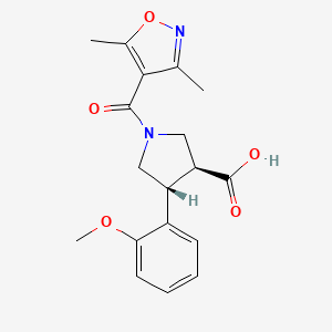 molecular formula C18H20N2O5 B5532580 (3S*,4R*)-1-[(3,5-dimethylisoxazol-4-yl)carbonyl]-4-(2-methoxyphenyl)pyrrolidine-3-carboxylic acid 