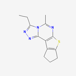 molecular formula C13H14N4S B5532585 3-ethyl-5-methyl-9,10-dihydro-8H-cyclopenta[4,5]thieno[3,2-e][1,2,4]triazolo[4,3-c]pyrimidine 