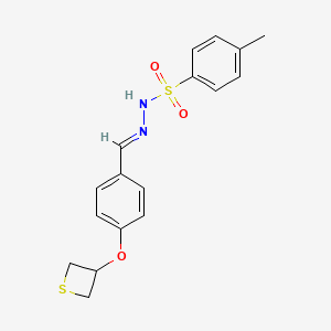 molecular formula C17H18N2O3S2 B5532600 4-methyl-N'-[4-(3-thietanyloxy)benzylidene]benzenesulfonohydrazide 
