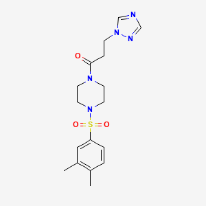 molecular formula C17H23N5O3S B5532625 1-[(3,4-dimethylphenyl)sulfonyl]-4-[3-(1H-1,2,4-triazol-1-yl)propanoyl]piperazine 