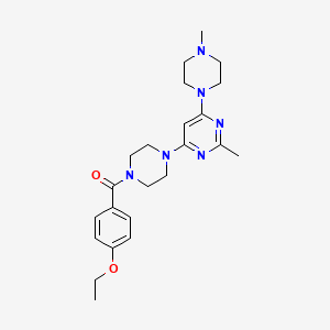 molecular formula C23H32N6O2 B5532656 4-[4-(4-ethoxybenzoyl)-1-piperazinyl]-2-methyl-6-(4-methyl-1-piperazinyl)pyrimidine 