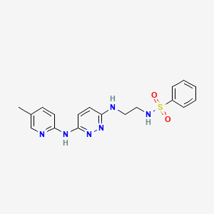 molecular formula C18H20N6O2S B5532668 N-[2-({6-[(5-methyl-2-pyridinyl)amino]-3-pyridazinyl}amino)ethyl]benzenesulfonamide 