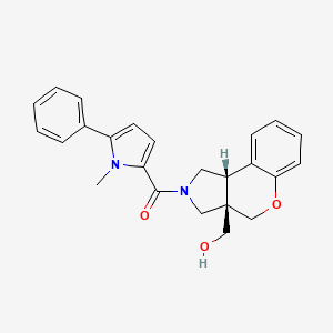 molecular formula C24H24N2O3 B5532730 [(3aS*,9bS*)-2-[(1-methyl-5-phenyl-1H-pyrrol-2-yl)carbonyl]-1,2,3,9b-tetrahydrochromeno[3,4-c]pyrrol-3a(4H)-yl]methanol 