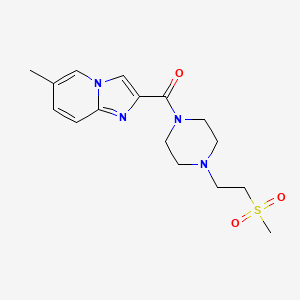 molecular formula C16H22N4O3S B5532789 6-methyl-2-({4-[2-(methylsulfonyl)ethyl]-1-piperazinyl}carbonyl)imidazo[1,2-a]pyridine 