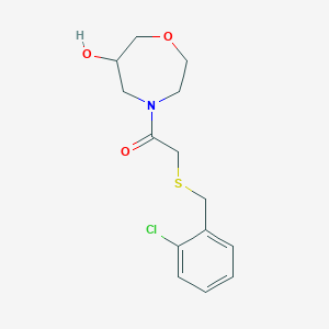 molecular formula C14H18ClNO3S B5532797 4-{[(2-chlorobenzyl)thio]acetyl}-1,4-oxazepan-6-ol 