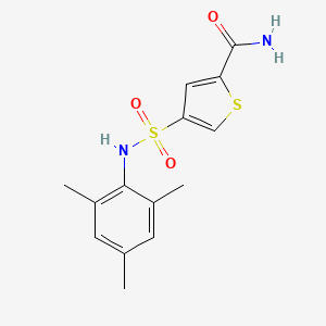 molecular formula C14H16N2O3S2 B5532802 4-[(mesitylamino)sulfonyl]-2-thiophenecarboxamide 