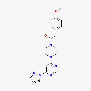 molecular formula C20H22N6O2 B5532820 4-{4-[(4-methoxyphenyl)acetyl]-1-piperazinyl}-6-(1H-pyrazol-1-yl)pyrimidine 