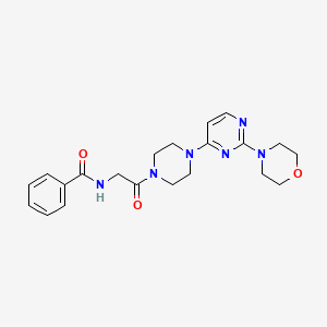 molecular formula C21H26N6O3 B5532826 N-(2-{4-[2-(4-吗啉基)-4-嘧啶基]-1-哌嗪基}-2-氧代乙基)苯甲酰胺 