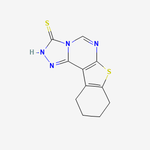 molecular formula C11H10N4S2 B5532859 8,9,10,11-四氢[1]苯并噻吩并[3,2-e][1,2,4]三唑并[4,3-c]嘧啶-3(2H)-硫酮 