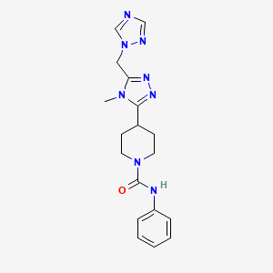 molecular formula C18H22N8O B5532867 4-[4-methyl-5-(1H-1,2,4-triazol-1-ylmethyl)-4H-1,2,4-triazol-3-yl]-N-phenylpiperidine-1-carboxamide 