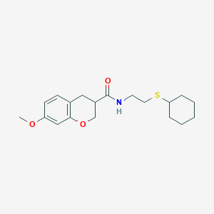molecular formula C19H27NO3S B5532901 N-[2-(cyclohexylthio)ethyl]-7-methoxychromane-3-carboxamide 