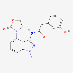 molecular formula C19H18N4O4 B5532952 2-(3-hydroxyphenyl)-N-[1-methyl-4-(2-oxo-1,3-oxazolidin-3-yl)-1H-indazol-3-yl]acetamide 