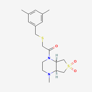 molecular formula C18H26N2O3S2 B5532963 (4aS*,7aR*)-1-{[(3,5-dimethylbenzyl)thio]acetyl}-4-methyloctahydrothieno[3,4-b]pyrazine 6,6-dioxide 