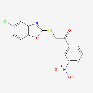 molecular formula C15H9ClN2O4S B5532982 2-[(5-chloro-1,3-benzoxazol-2-yl)thio]-1-(3-nitrophenyl)ethanone 
