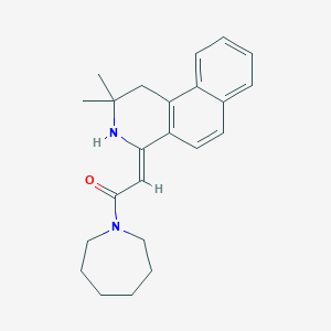 molecular formula C23H28N2O B5532991 4-[2-(1-azepanyl)-2-oxoethylidene]-2,2-dimethyl-1,2,3,4-tetrahydrobenzo[f]isoquinoline 