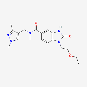 molecular formula C19H25N5O3 B5532997 N-[(1,3-dimethyl-1H-pyrazol-4-yl)methyl]-1-(2-ethoxyethyl)-N-methyl-2-oxo-2,3-dihydro-1H-benzimidazole-5-carboxamide 