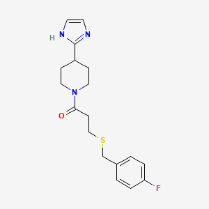 molecular formula C18H22FN3OS B5533008 1-{3-[(4-fluorobenzyl)thio]propanoyl}-4-(1H-imidazol-2-yl)piperidine 