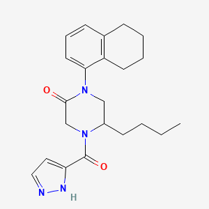 molecular formula C22H28N4O2 B5533031 5-butyl-4-(1H-pyrazol-3-ylcarbonyl)-1-(5,6,7,8-tetrahydro-1-naphthalenyl)-2-piperazinone 
