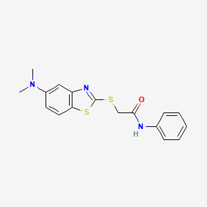 molecular formula C17H17N3OS2 B5533065 2-{[5-(dimethylamino)-1,3-benzothiazol-2-yl]thio}-N-phenylacetamide 