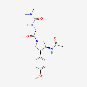 molecular formula C18H26N4O4 B5533086 N-[(3S*,4R*)-1-{N-[(dimethylamino)carbonyl]glycyl}-4-(4-methoxyphenyl)-3-pyrrolidinyl]acetamide 