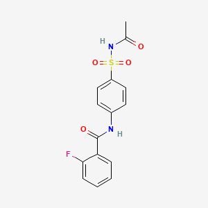 molecular formula C15H13FN2O4S B5533089 N-{4-[(acetylamino)sulfonyl]phenyl}-2-fluorobenzamide 