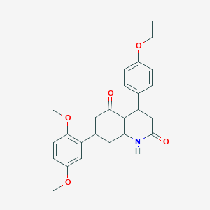 molecular formula C25H27NO5 B5533116 7-(2,5-dimethoxyphenyl)-4-(4-ethoxyphenyl)-4,6,7,8-tetrahydro-2,5(1H,3H)-quinolinedione 