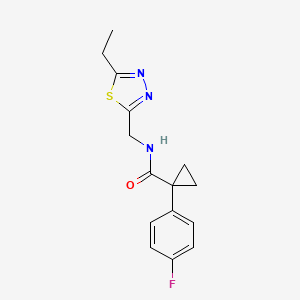 molecular formula C15H16FN3OS B5533130 N-[(5-ethyl-1,3,4-thiadiazol-2-yl)methyl]-1-(4-fluorophenyl)cyclopropanecarboxamide 